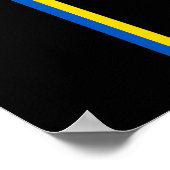 Ukrainische Flagge vertikal mit Text „ukraine“ in Poster (Ecke)