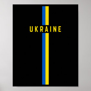 Ukrainische Flagge vertikal mit Text „ukraine“ in Poster