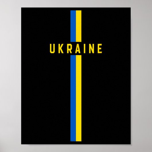 Ukrainische Flagge vertikal mit Text „ukraine“ in Poster (Vorne)