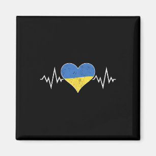 Ukrainische Flagge Vintage Herz Herzschlag Ukraine Magnet