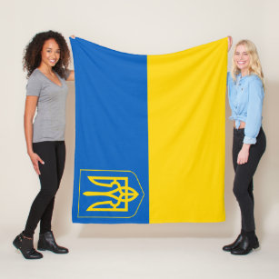 Ukrainische Flagge Wappen Patriotisch Ukrainisch Fleecedecke