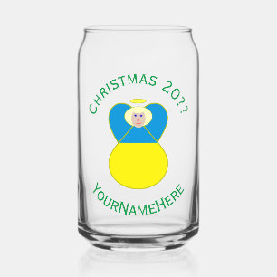 Ukrainische Flagge Weihnachtsengel Personalisiert Dosenglas