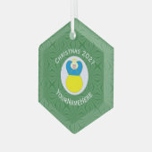 Ukrainische Flagge Weihnachtsfeind Jahr Hexagon Ornament Aus Glas (Vorderseite Links)