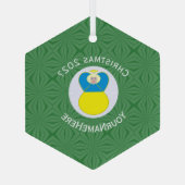 Ukrainische Flagge Weihnachtsfeind Jahr Hexagon Ornament Aus Glas (Rückseite)