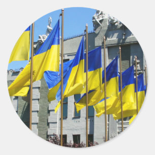 ukrainische Flaggen Runder Aufkleber