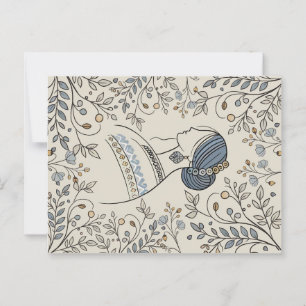 Ukrainische Folkskarte - Vintage florale Kunst Postkarte