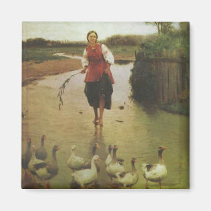 Ukrainische Frau mit Enten Magnet