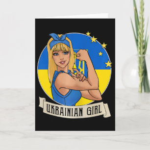 Ukrainische Frauen Mädchen Ukraine-Flagge Merchand Karte