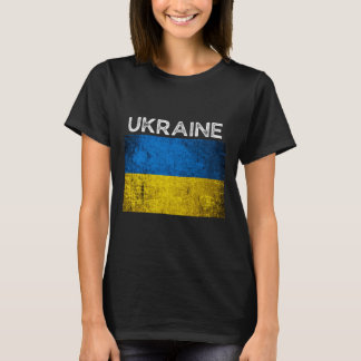 Ukrainische gelb-blaue Flagge mit dem Wort Ukraine T-Shirt