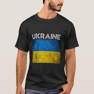 Ukrainische gelb-blaue Flagge mit dem Wort Ukraine T-Shirt