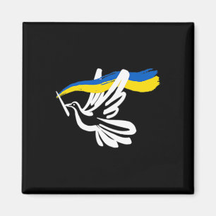 Ukrainische gelb-blaue Flagge mit weißer Taube unt Magnet