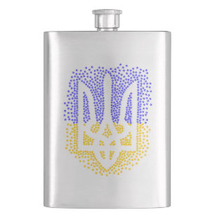 Ukrainische heraldry trident tryzub streut Sterne Flachmann