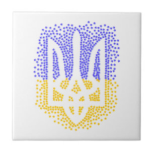 Ukrainische heraldry trident tryzub streut Sterne Fliese