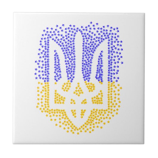 Ukrainische heraldry trident tryzub streut Sterne Fliese (Vorderseite)
