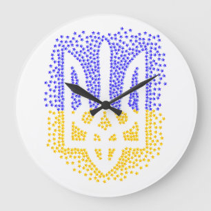 Ukrainische heraldry trident tryzub streut Sterne Große Wanduhr