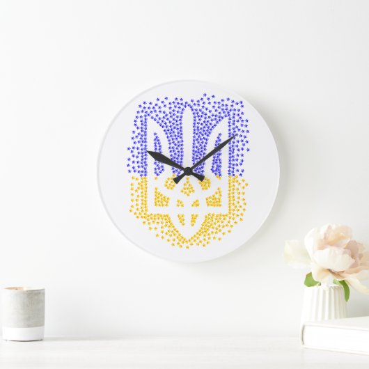 Ukrainische heraldry trident tryzub streut Sterne Große Wanduhr (Zuhause)
