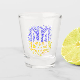Ukrainische heraldry trident tryzub streut Sterne Schnapsglas