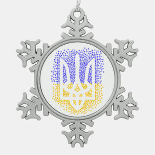 Ukrainische heraldry trident tryzub streut Sterne Schneeflocken Zinn-Ornament