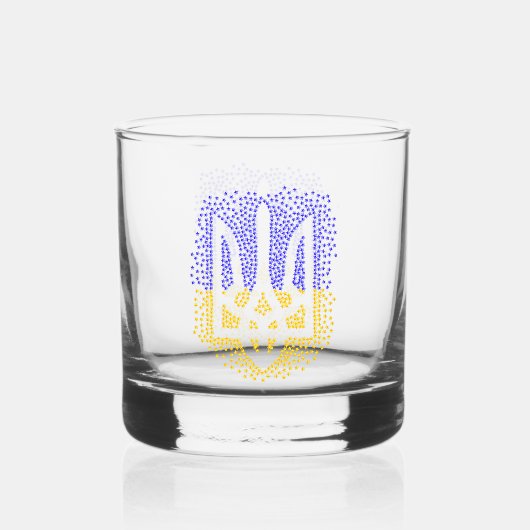 Ukrainische heraldry trident tryzub streut Sterne Whiskyglas (Vorderseite)