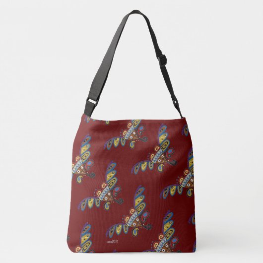 Ukrainische Herzkunst Tragetaschen Mit Langen Trägern (Rückseite)