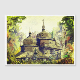 Ukrainische Holzkirche Vintage Farbe Magnetkarte