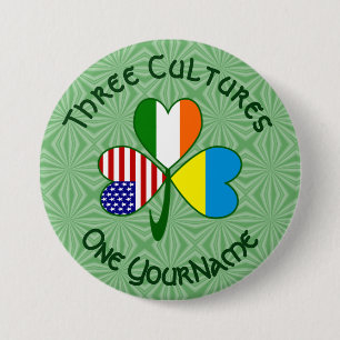 Ukrainische Irische Amerikanische Flaggen Shamrock Button