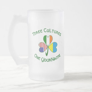 Ukrainische Irische Amerikanische Flaggen Shamrock Mattglas Bierglas