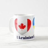 Ukrainische kanadische Flaggen-Herz-Tasse Kaffeetasse (Vorderseite Links)
