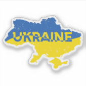 Ukrainische Karte in Blau und Gelb Aufkleber (Vorderseite)