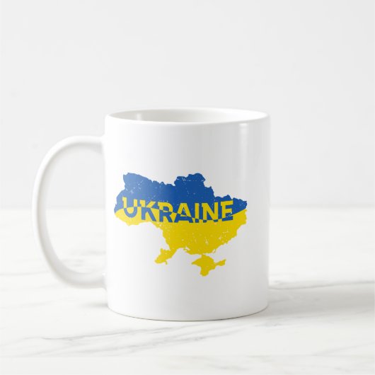 Ukrainische Karte mit Inschrift Ukraine. Ukraine Kaffeetasse (Links)