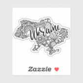 Ukrainische Karte mit Mandala-Muster Aufkleber (Blatt)