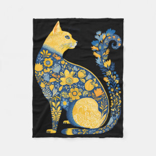 Ukrainische Katze süß floral vintage Ukraine-Flagg Fleecedecke
