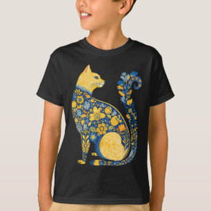Ukrainische Katze Süß Floral Vintage Ukraine-Flagg T-Shirt