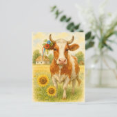 Ukrainische Kuh Sonnenblumen Postkarte (Stehend Vorderseite)