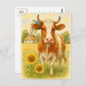 Ukrainische Kuh Sonnenblumen Postkarte (Vorne/Hinten)
