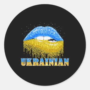 Ukrainische Lippen Ukraine-Flagge Mädchen Frauen Runder Aufkleber