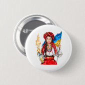 Ukrainische Mädchen kämpfen für Freiheit Button (Vorne & Hinten)