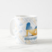Ukrainische Mädchen-Silhouette-Flagge Kaffeetasse (Vorderseite Links)