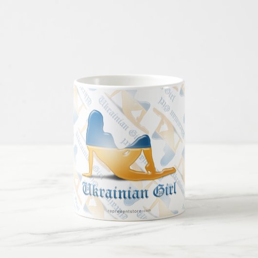 Ukrainische Mädchen-Silhouette-Flagge Kaffeetasse (Mittel)