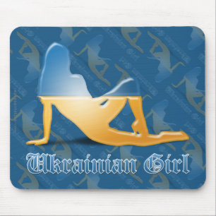 Ukrainische Mädchen-Silhouette-Flagge Mousepad