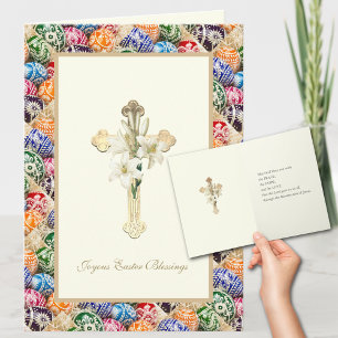 Ukrainische Ostereier Kreuz mit Lily Pascha  Karte