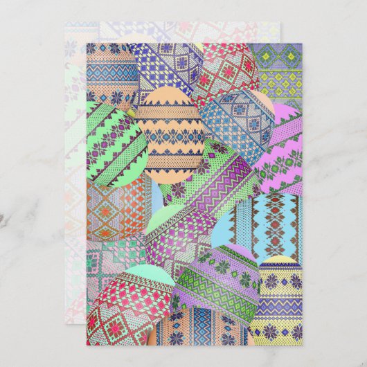 Ukrainische Ostereier (Pysanky) Einladung (Vorne/Hinten)