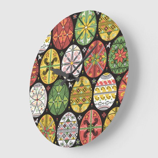 Ukrainische Ostereier, Vintages Muster. Große Wanduhr (Winkel)