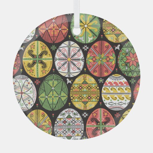 Ukrainische Ostereier, Vintages Muster. Ornament Aus Glas (Vorderseite)