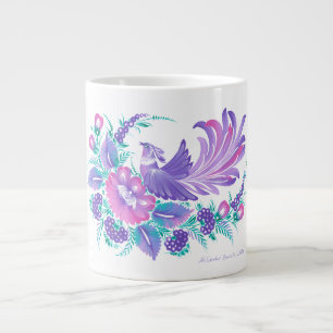 Ukrainische Petrikivka-Volkskunst-Aquarelle signie Jumbo-Tasse