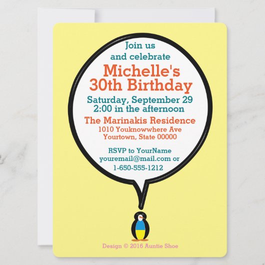 Ukrainische Rednerin Penguin Personalisiert Einladung (Vorderseite)