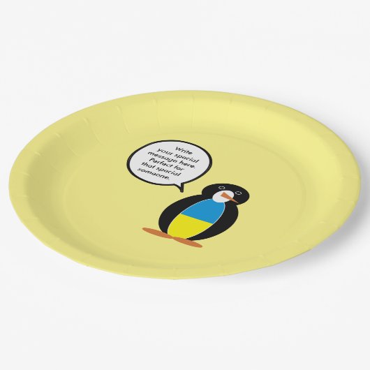 Ukrainische Rednerin Penguin Personalisiert Pappteller (Schrägansicht)