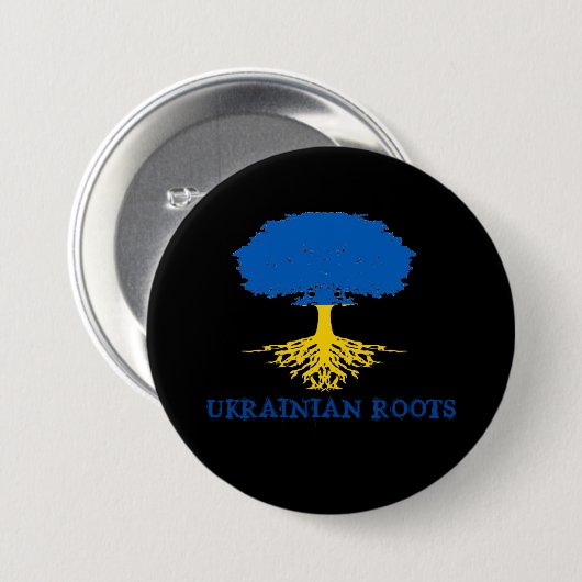 Ukrainische Roots-Tree-Silhouette Button (Vorne & Hinten)