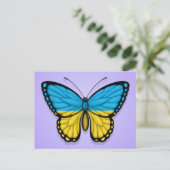 Ukrainische Schmetterlingsflagge auf Lila Postkarte (Stehend Vorderseite)