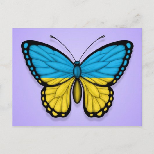 Ukrainische Schmetterlingsflagge auf Lila Postkarte (Vorderseite)